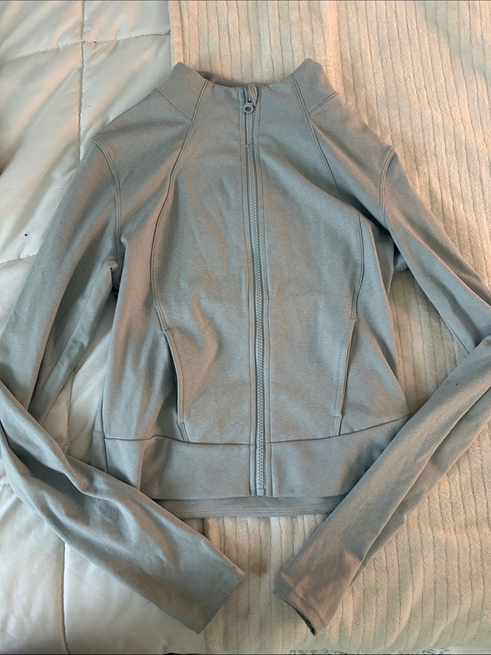 Yogalicious Light Gray Zip-Up Bomber Jacket